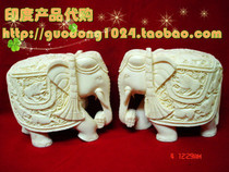 Indian handicrafts white marble elephant carving exquisite workmanship