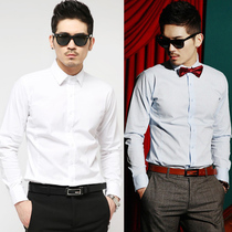 Korean mens spring and autumn Korean mens fashion tide slim shirt casual multi-color long sleeve shirt