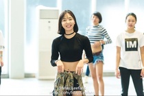 MAY J LEE THE same sexy JAZZ DANCE costume PRACTICE SUIT LONG SLEEVE T-shirt SHORT SECTION EXPOSED UMBILICAL 1IM HIP-HOP STUDIO