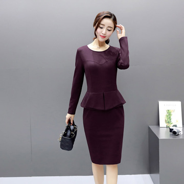 上海服饰秋冬季新款装女装长袖连衣裙修身显瘦中长包臀裙假两件套