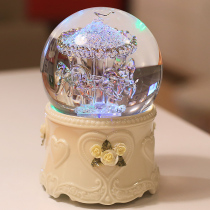 Crystal Ball Music Box Music Box Carousel Carousel from Floating Snowflake Night Light Glowing Birthday Tanabata Valentines Day Gift