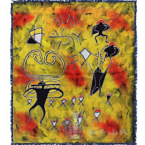  Guizhou specialty Miao Batik tablecloth Batik single-layer painting decoration wall hanging Cangyuan culture 75*85cm