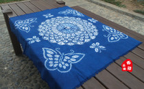 Wholesale Yunnan Dali handmade tie-dyed bed linen tablecloth hanging curtain sofa cloth-Butterfly Love flower 3(120X120CM)