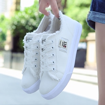 White shoes female ins tide 2021 new spring and summer canvas shoes student casual all-match flat single shoes summer