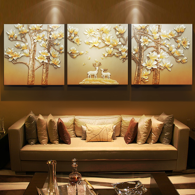 Living room decoration painting Nordic fortune tree lucrative geomantic resin 3D relief painting sofa background wall hanging