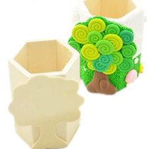 Wooden hexagonal pen tube painted diy mold painted white mold Snow Flower mud pearl color mud mold preschool education material accessories