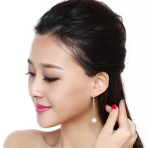 Pure Silver Earline Woman Long style Korean Stream Su Earrings Pearl Earrings 2022 New Tide Ear Chain Earrings