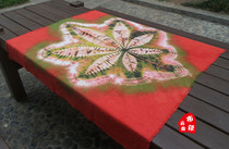 New Yunnan Dali pure handmade tie-dyed coffee table table dining table tablecloth-Red maple leaf(120×120CM)