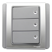 Schneider switch socket E3000 metropolis 86 type wall LED light triple Open double control switch silver gray
