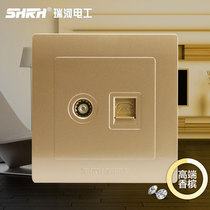 Ruihe Electric TV Phone Socket Panel Type 86 Champagne Gold Cable TV TV Phone Socket Panel