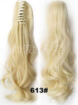 55cm Long Curly Ponytail Wig Matte Imported High temperature Silk Big Wave Grab clip Ponytail Pear Flower Roll Ponytail