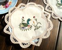Foreign trade Baili embroidered cotton American rural garden fabric round coaster decorative pad 20CM value