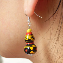 Sichuan Liangshan ethnic minority handicrafts gourd earrings earrings Zhaojue Yi lacquer ware