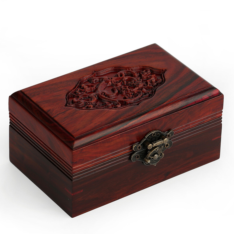 Sour Wood Jewelry Box Retro mahogany ornament box solid wood seal receives box dressing table decorations
