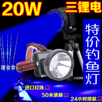 2016 New Triple Lithium Phishing Lights Night Fishing Light 20w Blue Light Charge Wearing Purple Light Fishing for Ultra 60w
