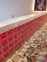 Painted brick red bubble glass brick partition diagram glass brick bathroom living room background wall