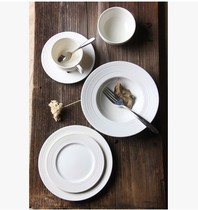 Foreign trade ceramic tableware set Lz new bone porcelain white silk] series plate soup plate rice bowl soup bowl Cup steak plate