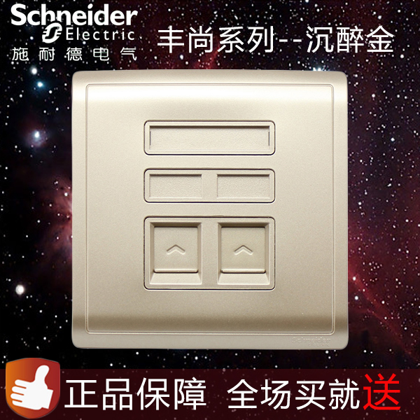 Schneider Switch Socket Fengshan Series Dual Phone Voice Dual Phone 86 Type Panel Drunk Gold