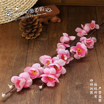 Meritocracy Emulated Peach Blossom Branches Shooting Auxiliary Props Silk Plum Blossom Simulation Furnishing Pendulum Beat Photo-Prop Simulation Flowers