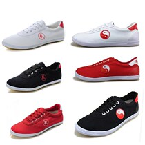 Children's martial arts shoes double star canvas tai chi shoes women's spring and summer red and white cotton training shoes beef tendon bottom martial arts shoes