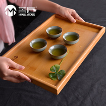 Mingcraftsman tea set tray bamboo solid wood tea cup tea tray Japanese cup water cup tea tray rectangular size