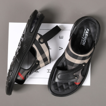 Sandals mens summer 2022 new slippers genuine leather Roman shoes casual soft bottom outside wearing tide cool towed beach shoe air cushion