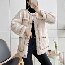 2021 New Fashion young small fragrant wind cashmere lamb fur coat women fur one coat