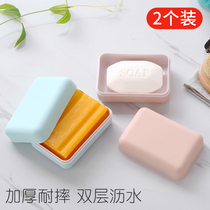 Soap box with lid soap box Double-layer soap box Travel portable artifact Drain storage box Dormitory soap rack Household