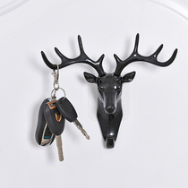 Adhesive hook antler decorative hook creative key coat hook deer head Wall Wall fitting room punch-free hook