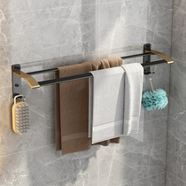 Bathroom hanging towel rack non-perforated toilet light luxury wind towel bar double bar towel rack shelf artifact toilet