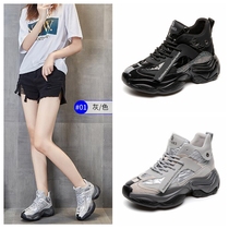  Dad shoes ins trendy womens all-match thick-soled muffin bottom sports and leisure smart smoked shoes stitching breathable high-top shoes