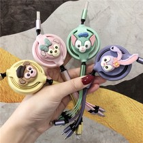 Netred is suitable for Huawei Apples three-in-one data line female cute car-in-a-three telescopic charging wire machine