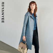 Yan domain blue cotton-padded clothes womens long coat autumn clothes 2021 New Women loose thin temperament fashion cotton clothes