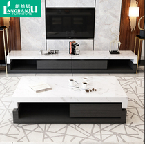 Langran Residence Nordic Tea Table TV Cabinet Combination Simple Modern Thickened Marble Floor Cabinet Living Room Furniture Set