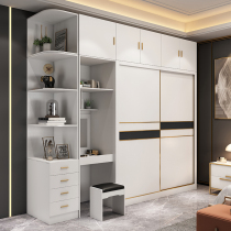 Light luxury sliding door wardrobe Household bedroom small household type economical cabinet assembly sliding door white large wardrobe combination