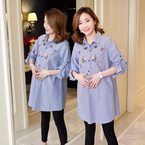 Pregnant women Spring suit fashion loose Spring and Autumn New style early spring professional casual shirt top dress