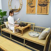 Bamboo and rattan carved Arhat bed Zen sofa bed collapsed meditation chair antique Ming and Qing old tea table homestay new Chinese style
