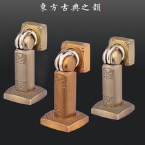  New Chinese style door stopper anti-collision yellow bronze floor suction Chinese style silent buffer door top door stopper Qinggu strong magnetic door bumper