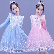 Frozen Aisha Princess Dress Girl Autumn New Sleeved Birthday Dress Western Aisha Summer Autumn Dress