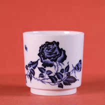 Zhichun kiln blue and white rose straight mouth tea cup single Cup (Hua Yixuan)