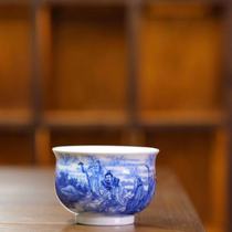 Yu Yin Kiln Yu Guowang made a blue and white figure Xiangshan nine old furnace cup tea cup single Cup (Hua Yixuan)