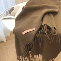 2021 autumn winter cashmere scarf AC wide version solid color thick wool dual-purpose tassel shawl couple bib men and women