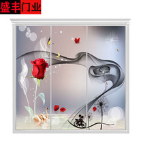 Customized wardrobe tempered explosion-proof glass sliding door wardrobe sliding door reinforced wall cabinet door sliding door cloakroom sliding door