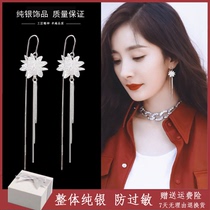 Pure Silver Earrings Ice Crystal Flower Ultra Fairy temperament anti-loss 2022 New wave length Earrings Earrings Woman Earrings Woman