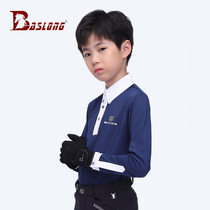 Equestrian clothing childrens T-shirt top long sleeve sunscreen breathable polo shirt for boys and girls riding competition Knight costume