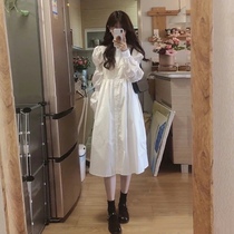 Early Autumn white long sleeve dress women spring autumn 2021 New French little fashion temperament long skirt