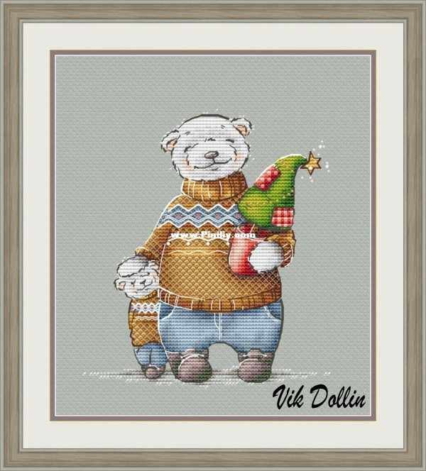 (Zhang Xiao cool) cross-stitch DMC R self-matching 14CT plastic plate no cloth set cotton cloth set big white bear