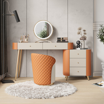 Italian minimalist rock board dressing table simple bedroom modern light luxury saddle leather retractable with lockers makeup table