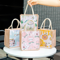 Japanese small fresh large capacity bag Small red book ins tote bag Student lunch box bag portable cartoon canvas