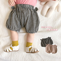 Baby pants Summer clothes Han version Baby small ears Plaid loose shorts for men and women Cute Casual Pumpkin Pants